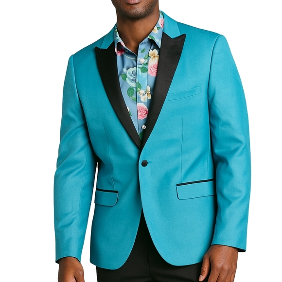 Paisley & Gray Other - Paisley & Gray Slim Fit Men's 38R Blazer Tuxedo Suit Jacket Blue Turquoise
